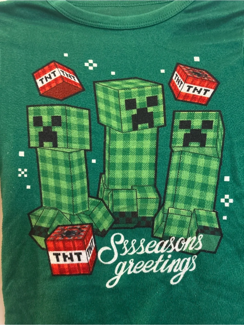 Kids Green Minecraft 'Seasons Greetings' Creeper Pajama Set